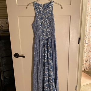 Blue Paisley Print Maxi Dress